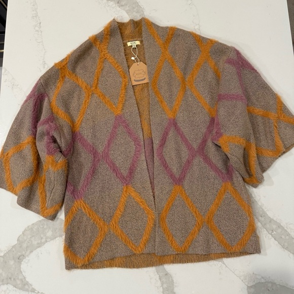 Kori America NWT Diamond Open Front Plush Cardigan Sweater Women’s M/L Coatigan - Picture 4 of 10